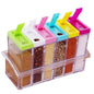 Spice Jars Dispenser Masala Rack Easy Flow Storage Crystal Seasoning Box Multicolour Set Of 6