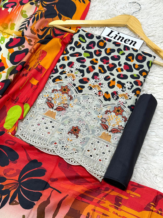 LINEN 3pc Daman Embroidered