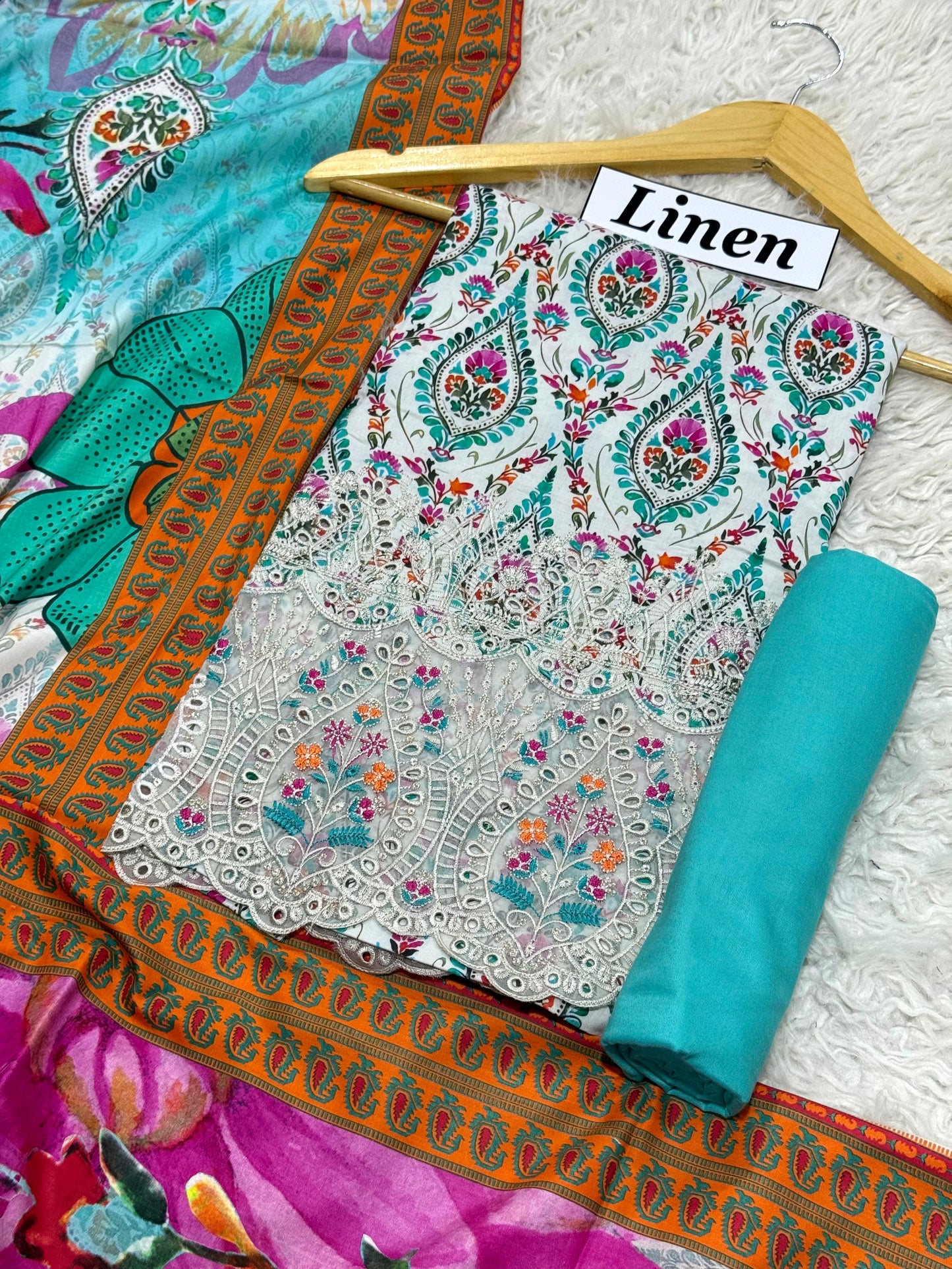 LINEN 3pc Daman Embroidered