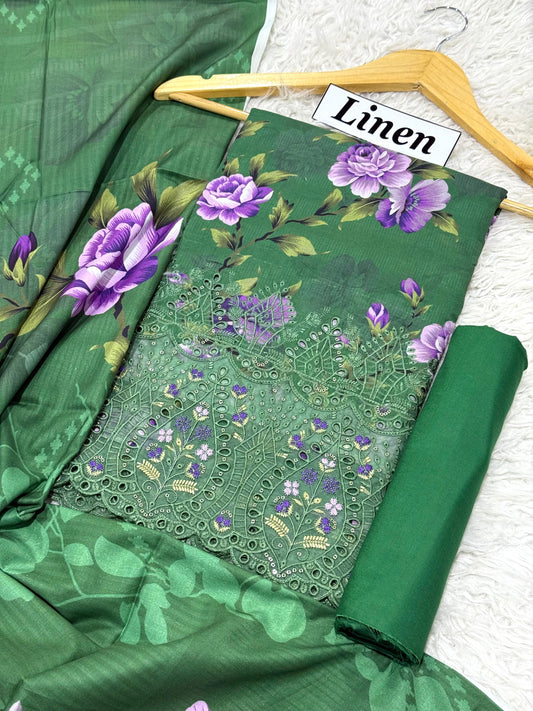 LINEN 3pc Daman Embroidered