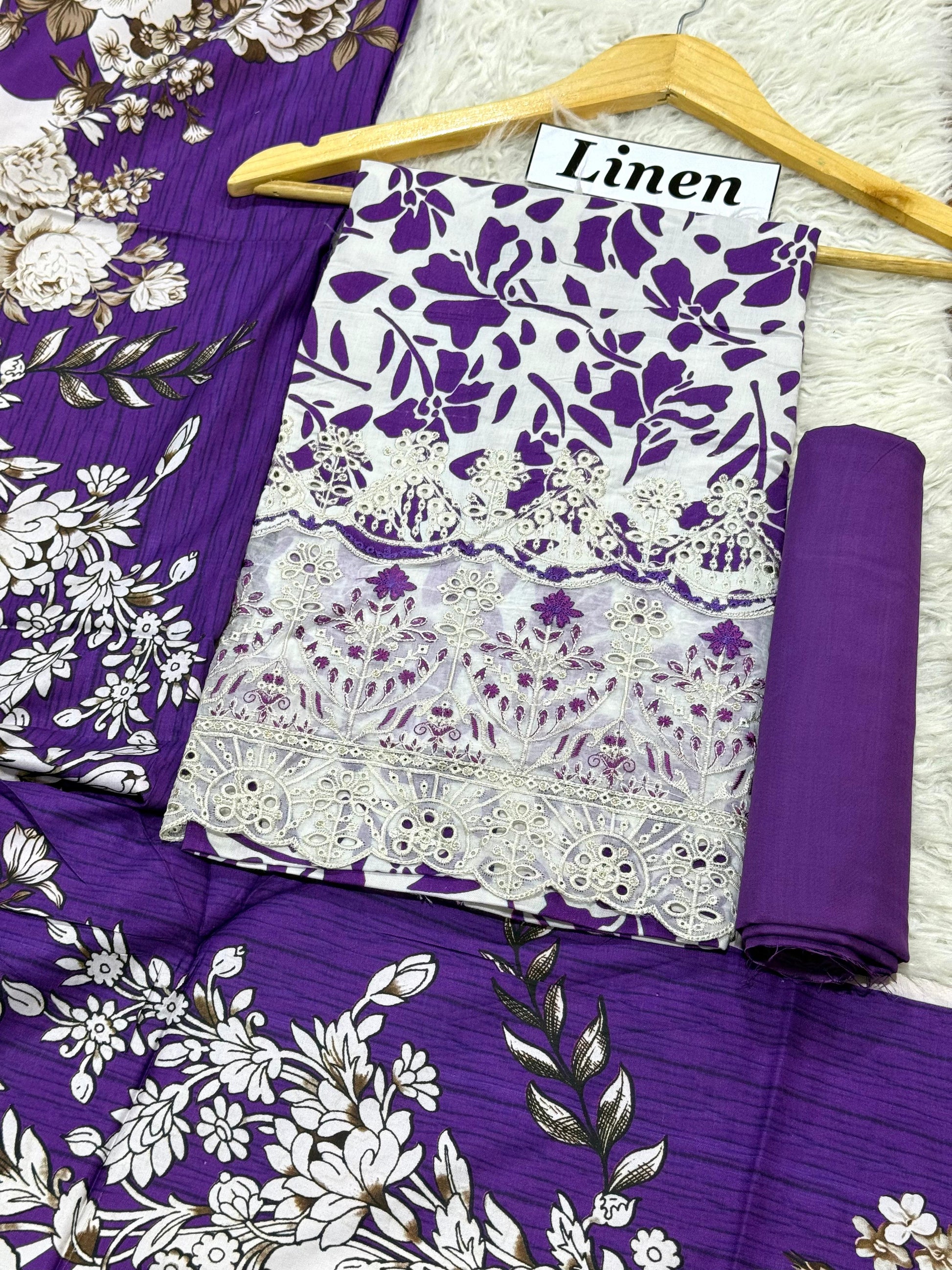 LINEN 3pc Daman Embroidered