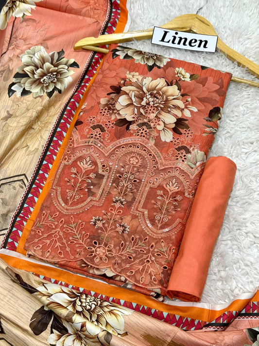 LINEN 3pc Daman Embroidered