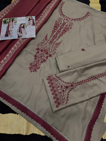 PREMIUM AIR-JET DHANAK Embroidered 3pc most wanted article