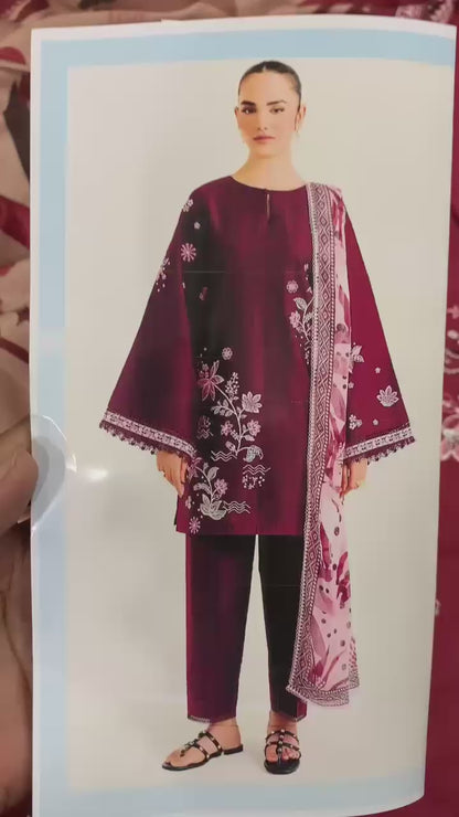 Premium Dhanak 3pc Embroidered suit.