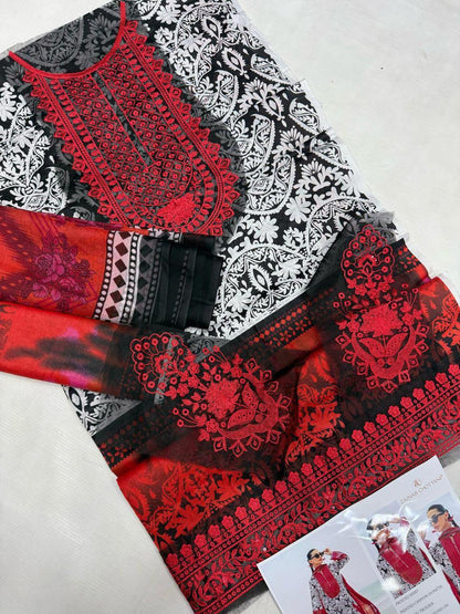 LAWN Digital Print 3pc With Patches