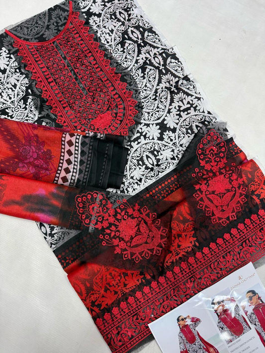 LAWN Digital Print 3pc With Patches