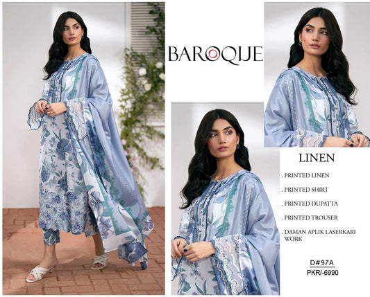 LINEN 3pc Full Embroidered