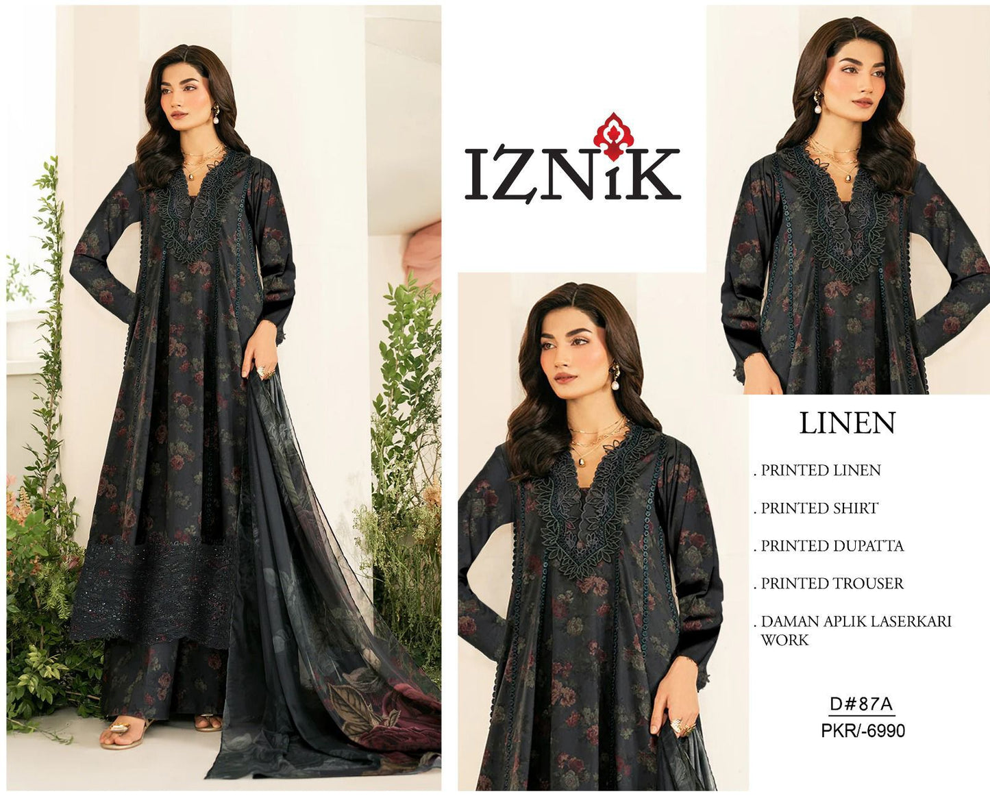 LINEN 3pc Full Embroidered