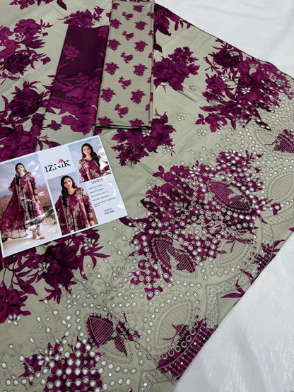 LINEN 3pc Full Embroidered