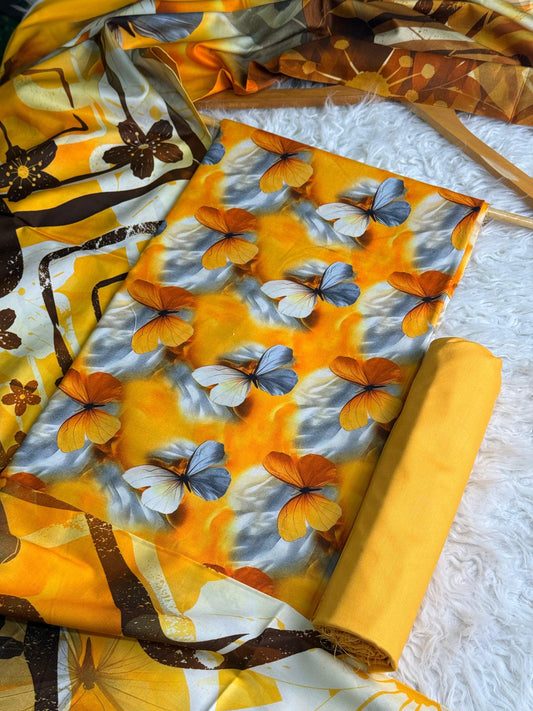 ALKARAM LINEN Digital Print 3pc 2025