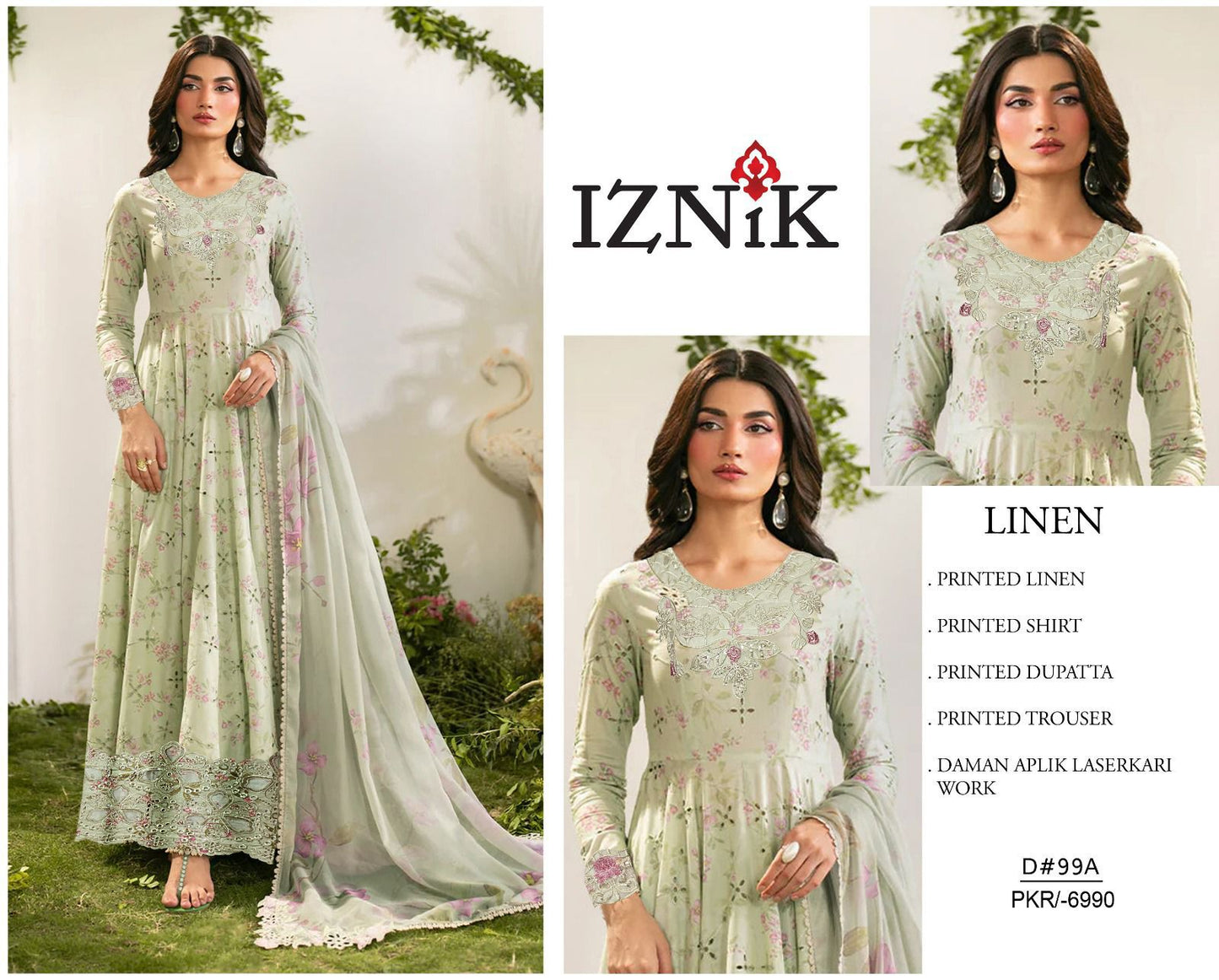 LINEN 3pc Full Embroidered