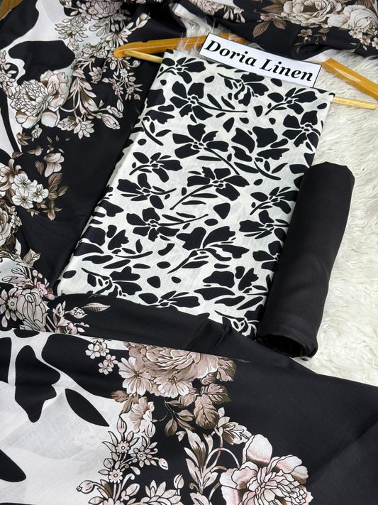 ALKARAM DORIA LINEN Digital Print 3pc 2025