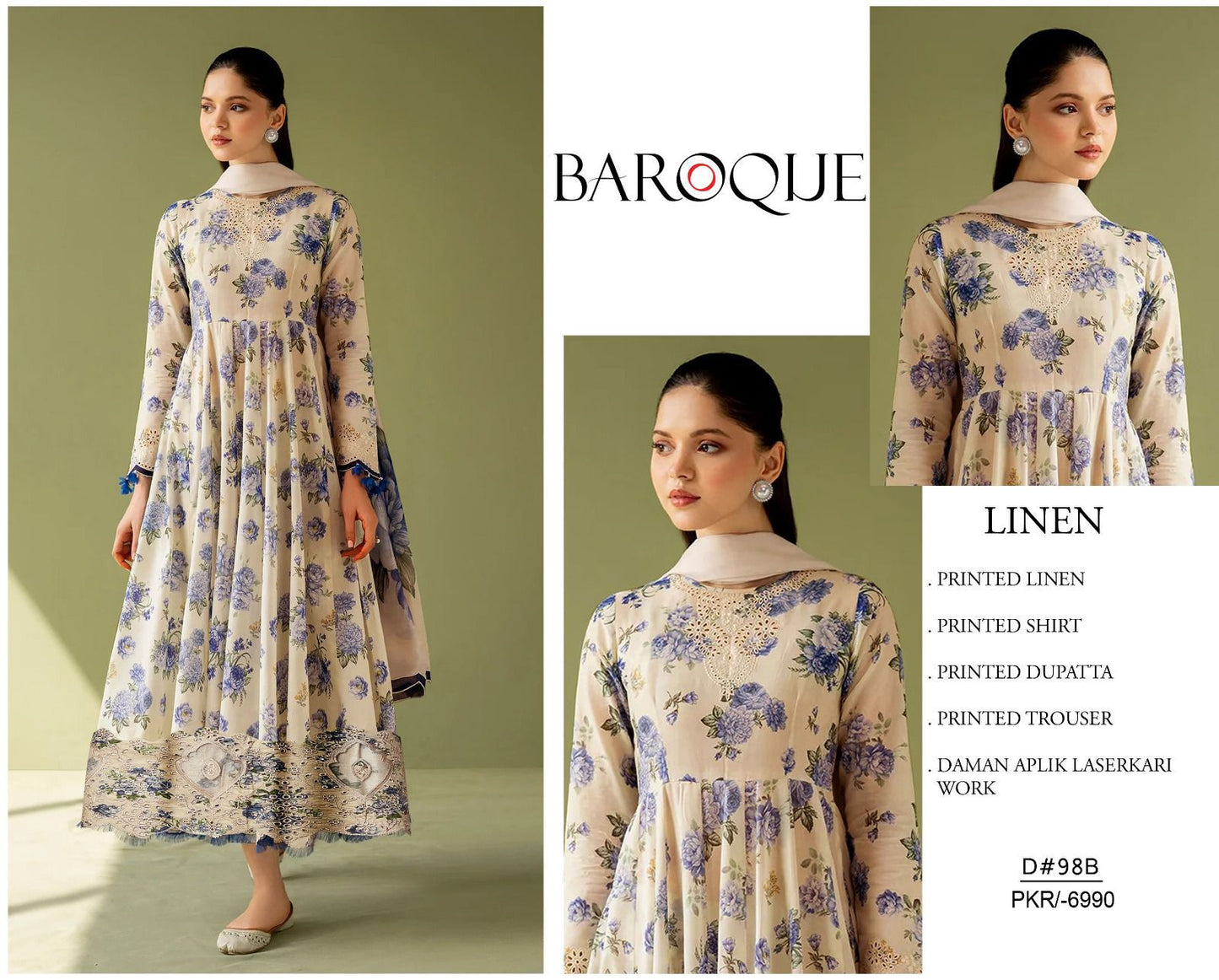 LINEN 3pc Full Embroidered