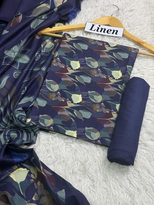 ALKARAM LINEN Digital Print 3pc 2025