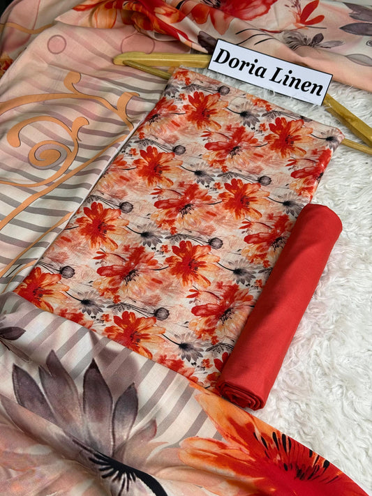 ALKARAM DORIA LINEN Digital Print 3pc 2025